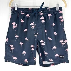 Hurley Swim Board Shorts Navy with Pink Flamingos Men's Small